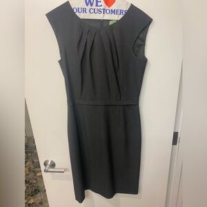 Tahari Gray Pleated Sheath Midi Dress